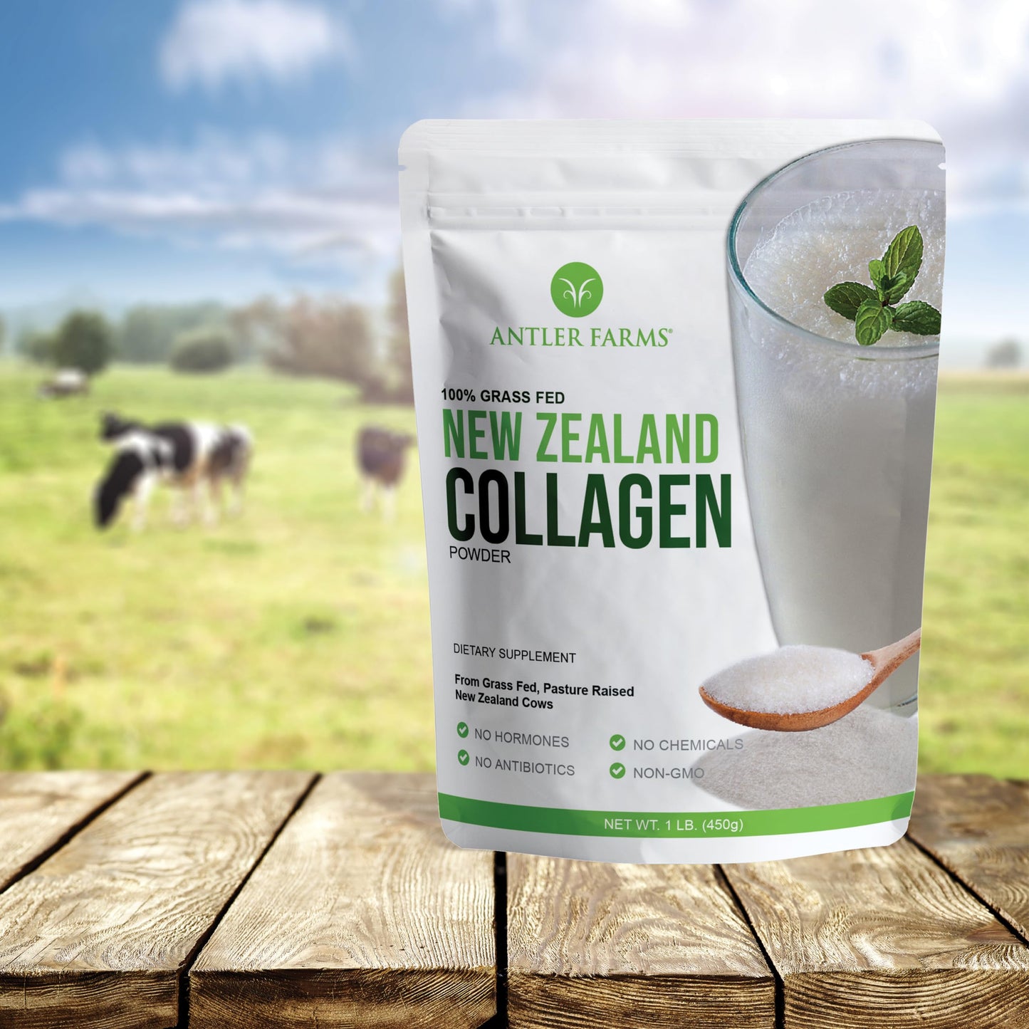 Antler Farms NZ Grass-Fed Collagen Powder – Unflavored, 1 lb, Hydrolyzed & Keto-Friendly