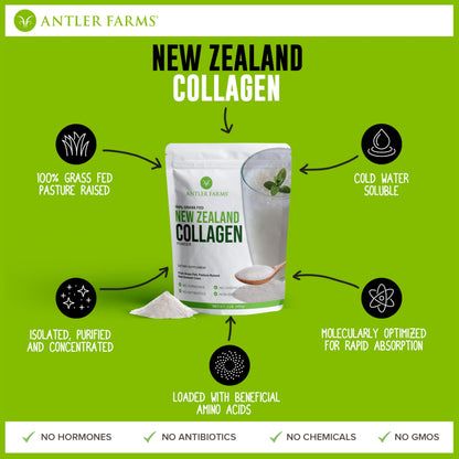 Antler Farms NZ Grass-Fed Collagen Powder – Unflavored, 1 lb, Hydrolyzed & Keto-Friendly