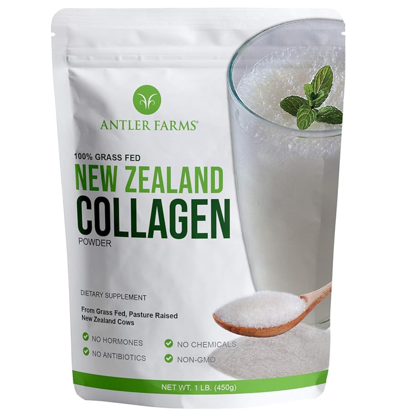 Antler Farms NZ Grass-Fed Collagen Powder – Unflavored, 1 lb, Hydrolyzed & Keto-Friendly