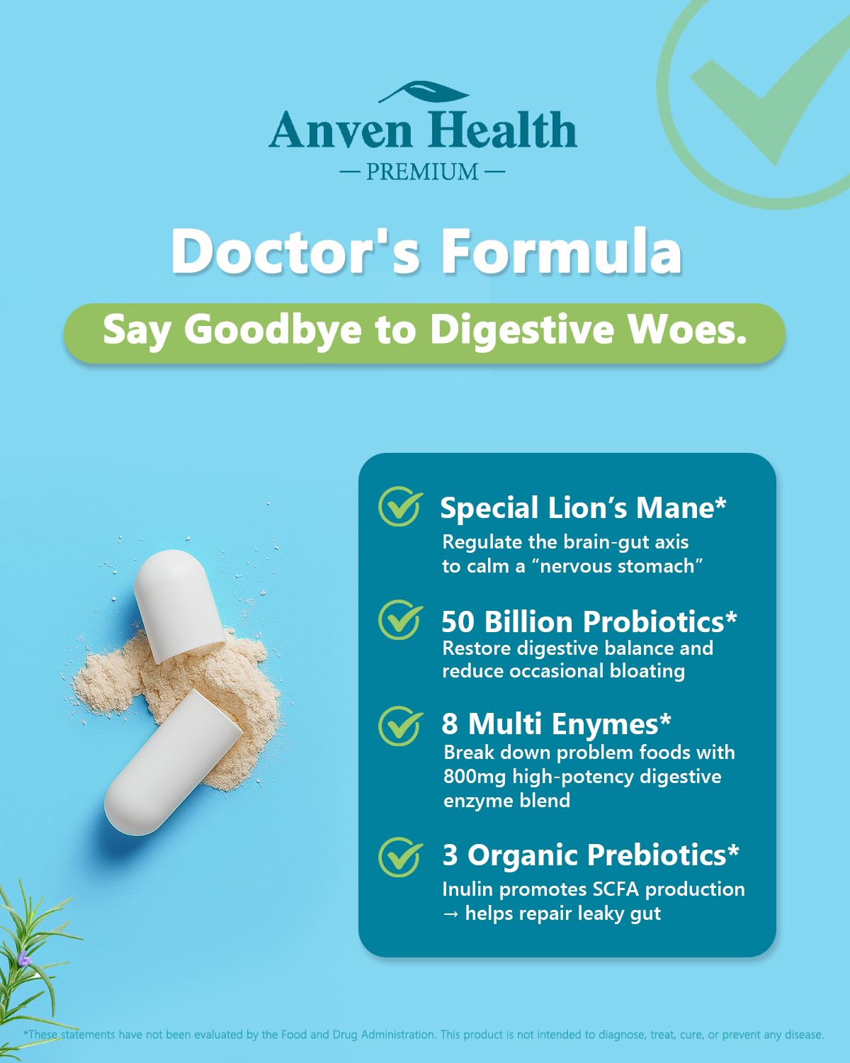 Anven Health 800mg Digestive Enzymes with Probiotics & Prebiotics – 270 Capsules (90-Day, Non-GMO)