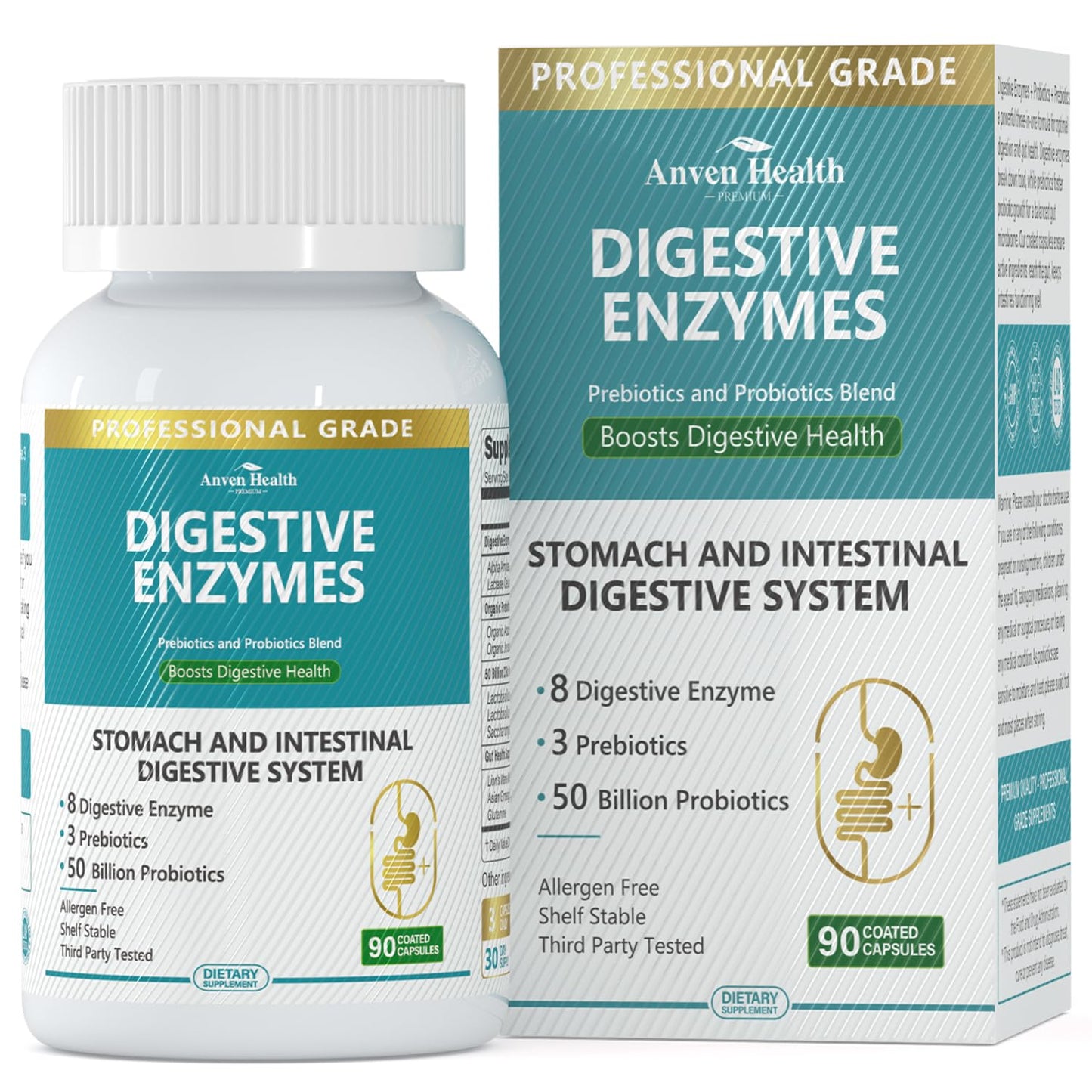 Anven Health 800mg Digestive Enzymes with Probiotics & Prebiotics, 90 Capsules (Non-GMO)