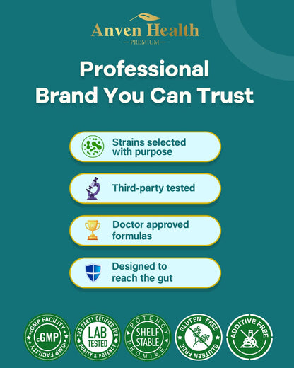 Anven Health GLP-1 Supplement — 100 Billion Akkermansia Probiotic & Prebiotic for Gut Health, Digestion & Metabolism