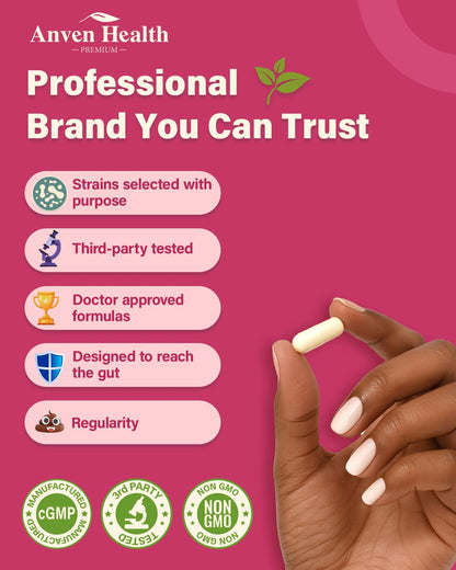 Anven Health Probiotics & Organic Prebiotics for Women – 60 Billion CFU Vaginal Probiotics, Cranberry & D-Mannose | pH Balance & Urinary Health | 90 Caps