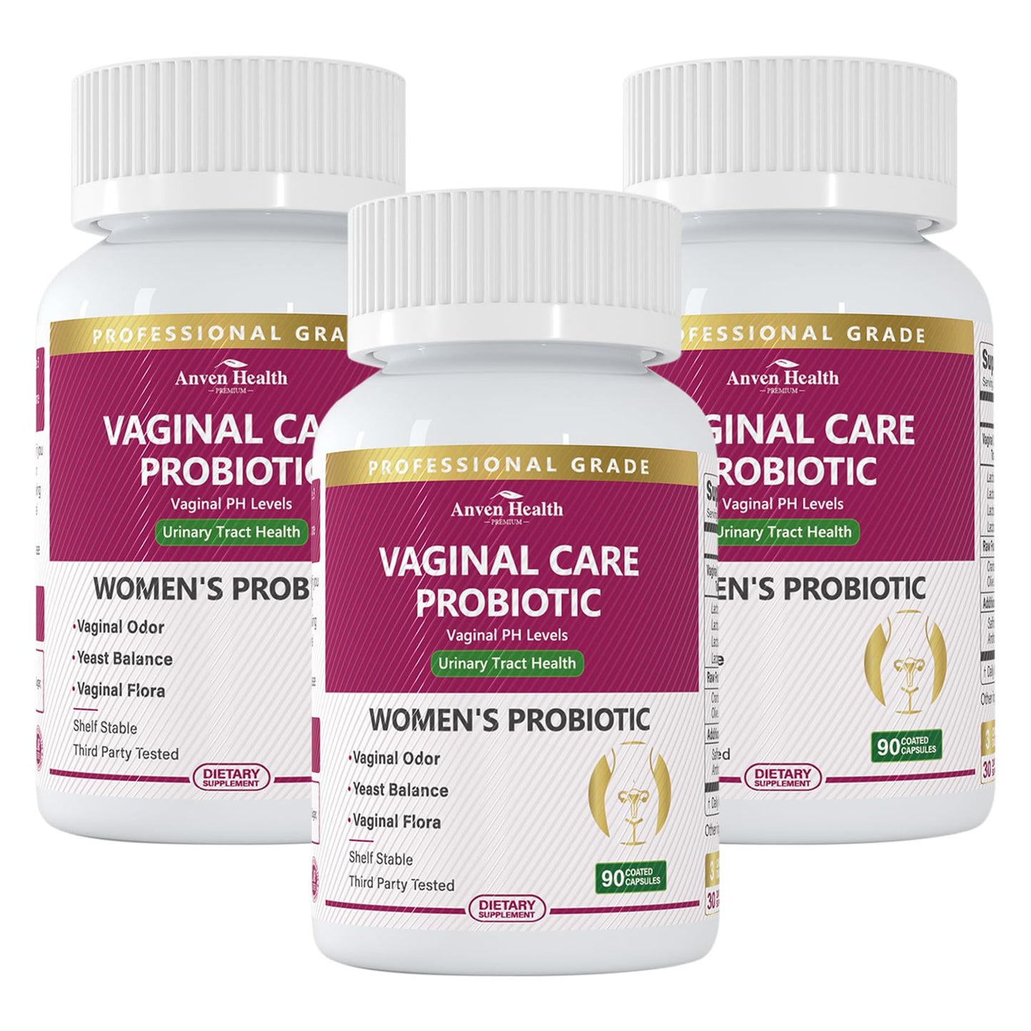 Anven Health Vaginal Probiotics for Women – 60B Probiotic + Prebiotic, pH Balance, Cranberry, Saffron & Chasteberry, 270 Caps