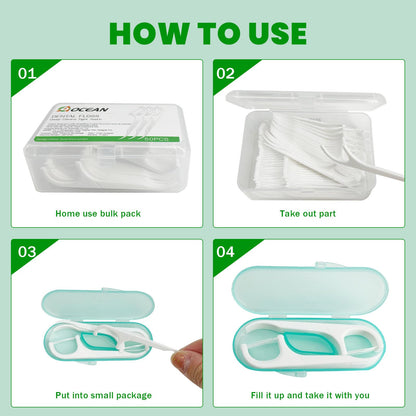 AOCEAN Dental Floss Picks – Travel Floss with Toothpicks (2 Boxes, 2 Cases)