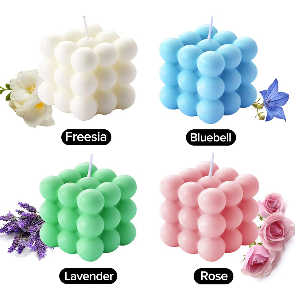 Aokala Bubble Cube Candle – 5.4 oz Soy Wax, Bluebell Blue