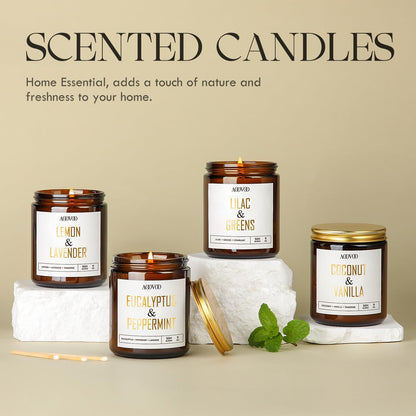 AOOVOO Coconut Vanilla Candles – 9 oz Soy Scented Candle for Home & Aromatherapy