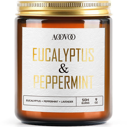 AOOVOO Eucalyptus Mint Candle - 9oz Soy Scented Candle for Home & Aromatherapy