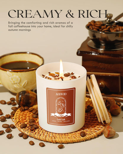 AOOVOO Macchiato Coffee Scented Candle – 10oz Soy with Crystals