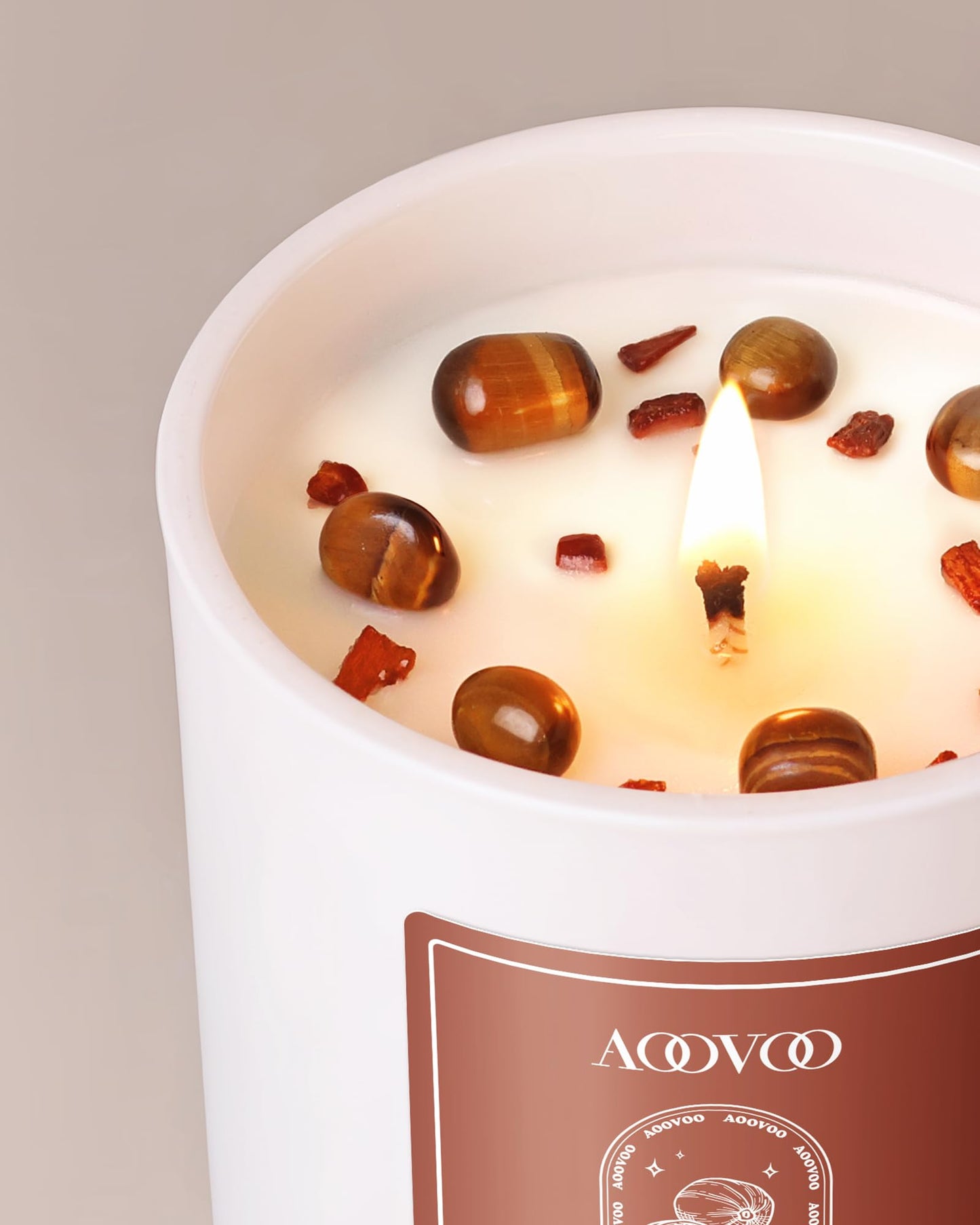 AOOVOO Nutmeg Beans Soy Candle with Crystals – 7oz Gift for Women