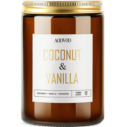 AOOVOO Vanilla Coconut Candle - Large 22oz Soy Aromatherapy Candle