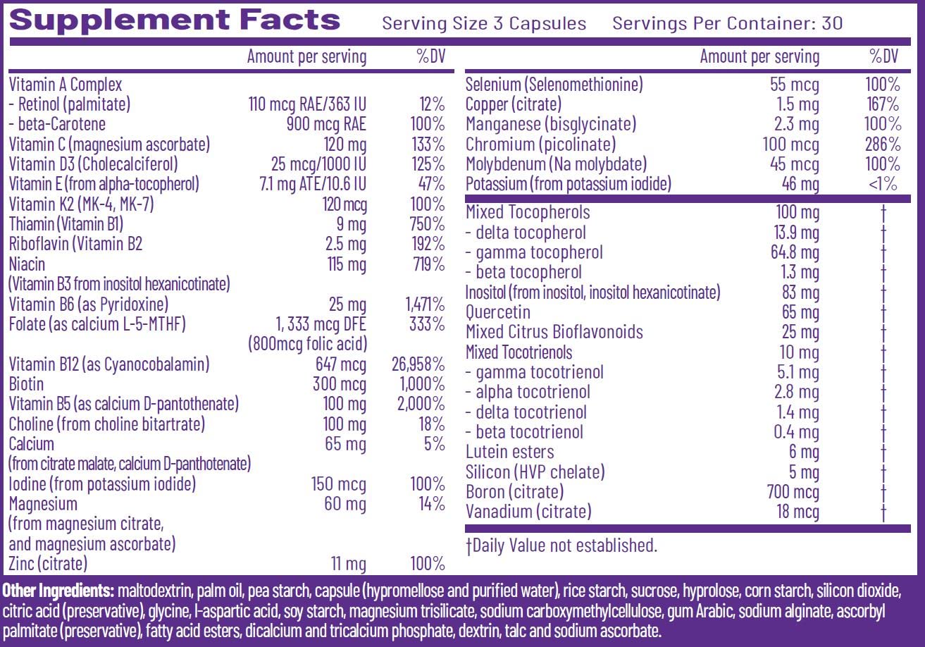 AOR Multi Basics 3: Essential Multivitamin & Mineral Supplement (USA Label)