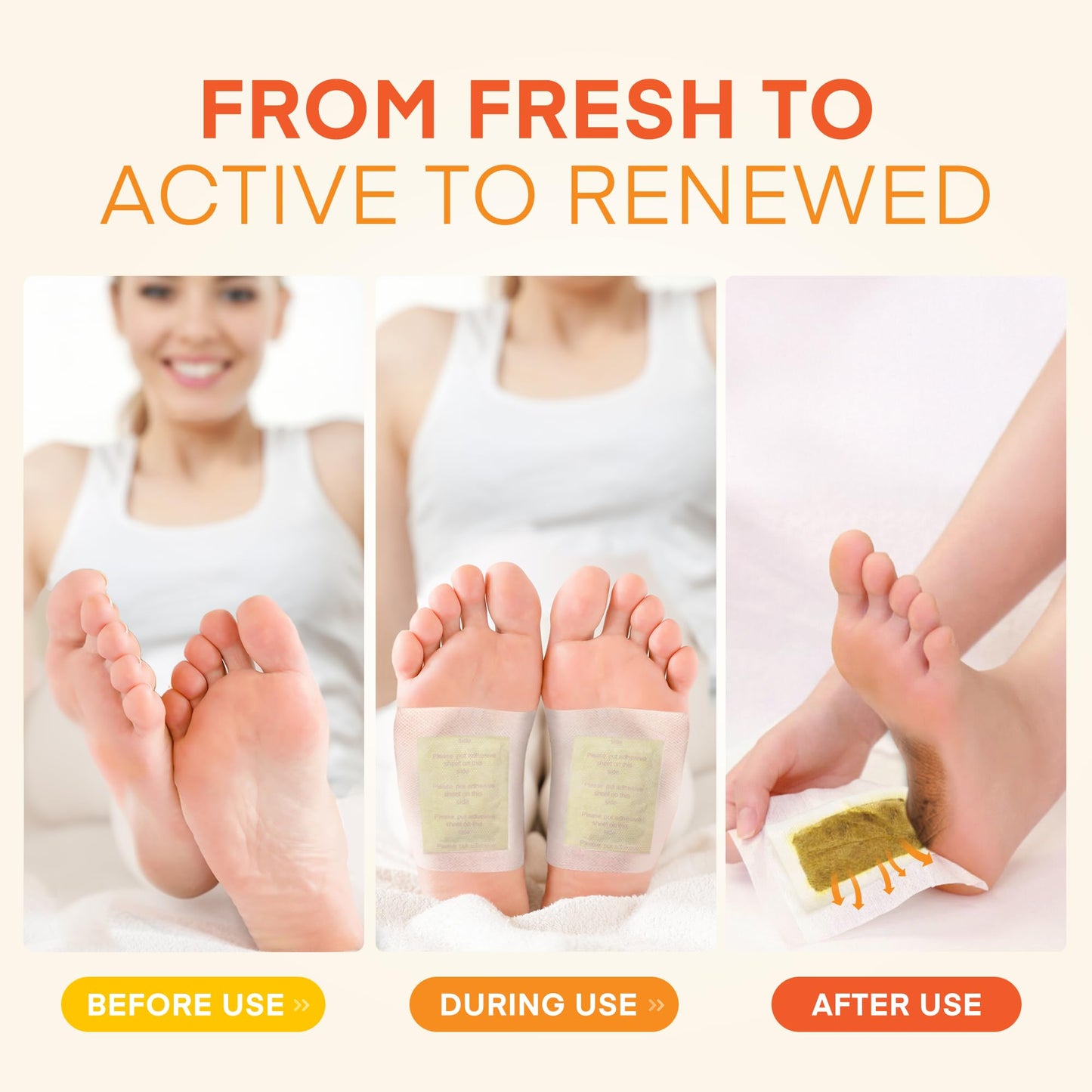 AOSORW Natural Herbal Foot Pads - 100 Pack Premium Foot Care Patches (Orange)