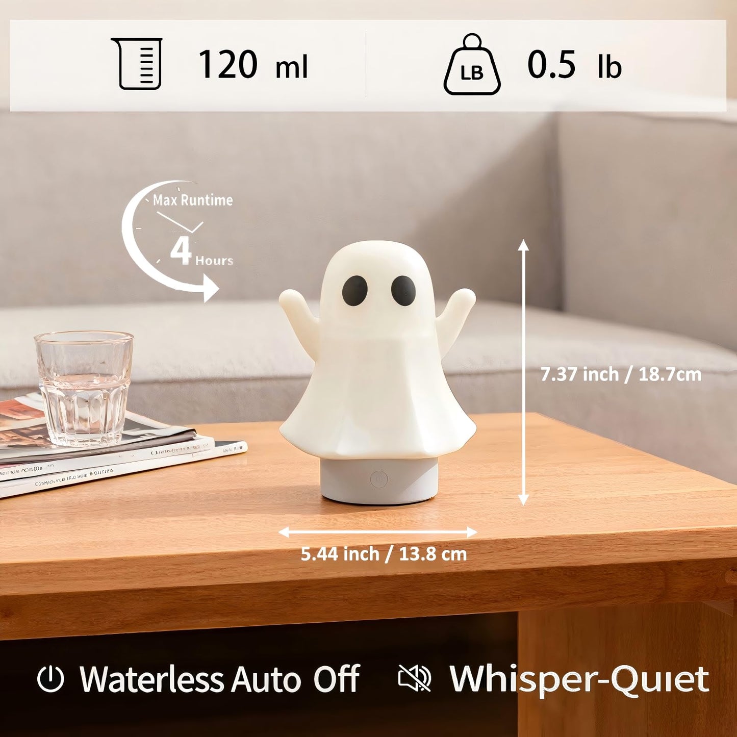 Aozale Ghost Essential Oil Diffuser 120ML – Ultrasonic Diffuser with 7-Color LED