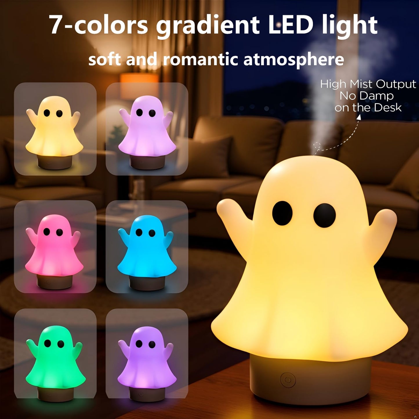 Aozale Ghost Essential Oil Diffuser 120ML – Ultrasonic Diffuser with 7-Color LED