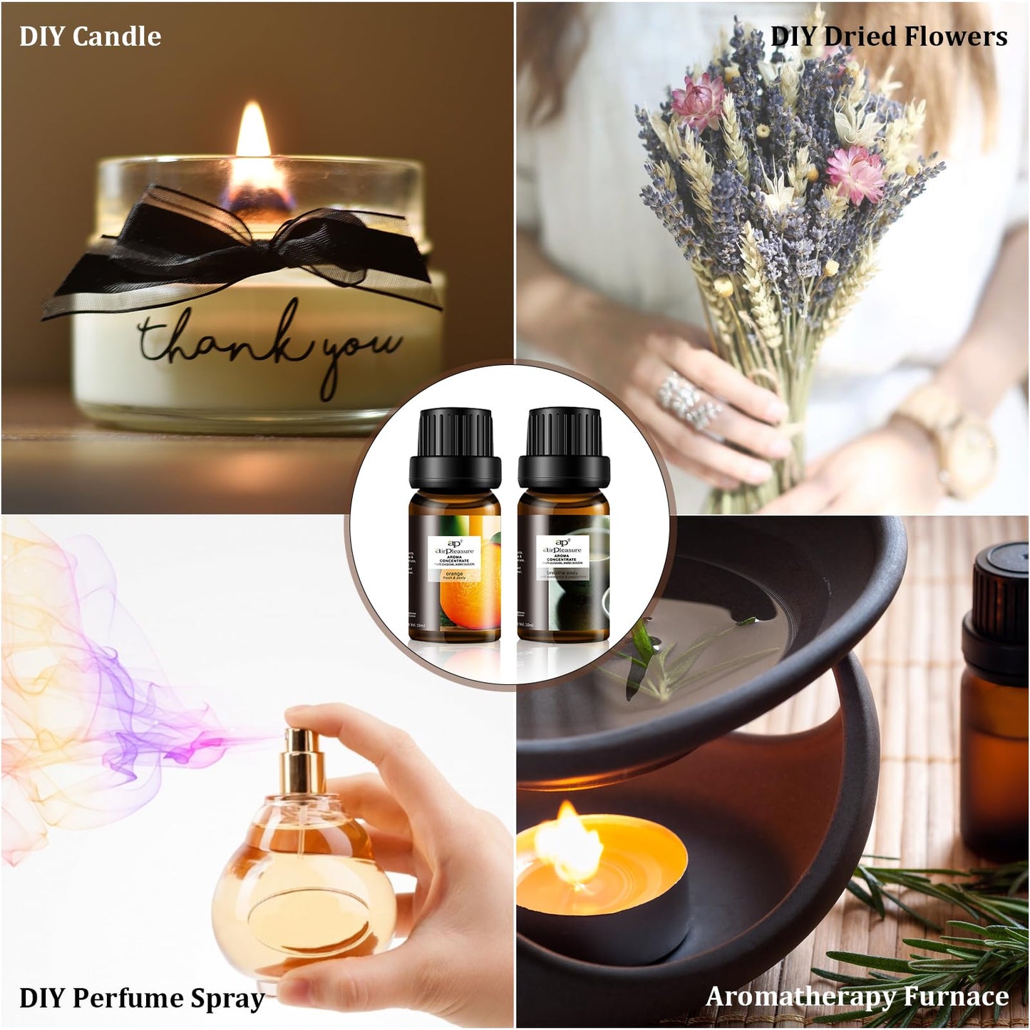 ap airpleasure Refresh Essential Oils Set — 6x10ml for Diffuser, Humidifier & Aromatherapy