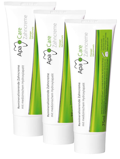 ApaCare Toothpaste with Fluoride and Hydroxyapatite for Enamel Repair - Sensitive Teeth | 3 x 75 ml