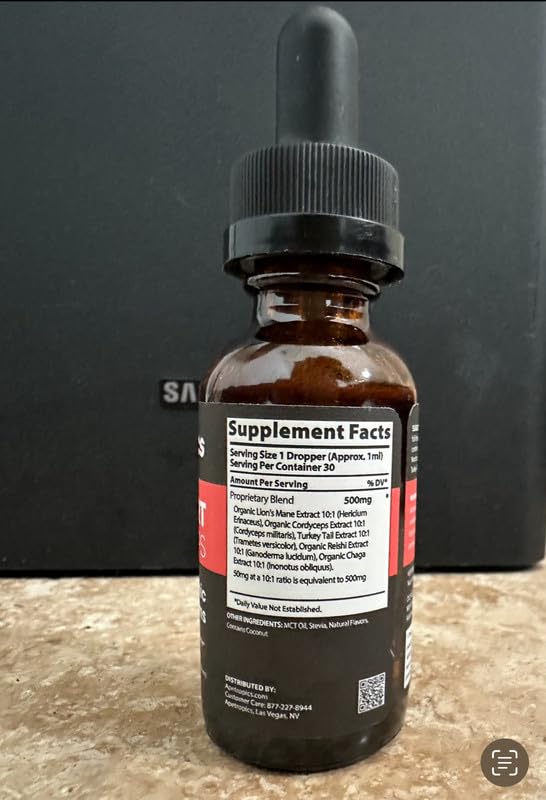 Apetropics Smart Drops: Adaptogenic Mushroom Tincture - Peach Watermelon, 30 Servings