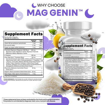 Magnesium Glycinate Complex 1000mg with L-Theanine & Apigenin – 60 Count | Clean Nutraceuticals