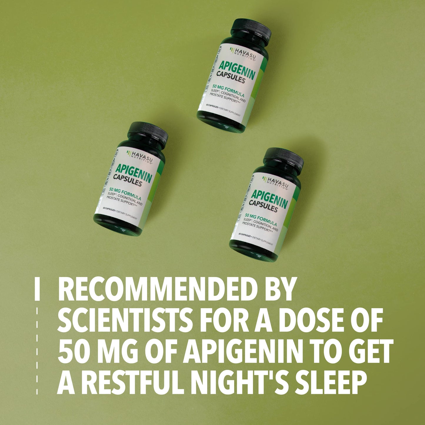 Apigenin Capsules 50mg - 120 Count | Vegan, Non-GMO, Sleep & Cognitive Support