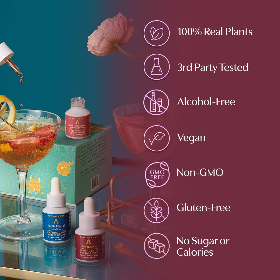 Apothékary Now & Zen Starter Set – 3 Mini Herbal Drops, Non-Alcoholic 15ml