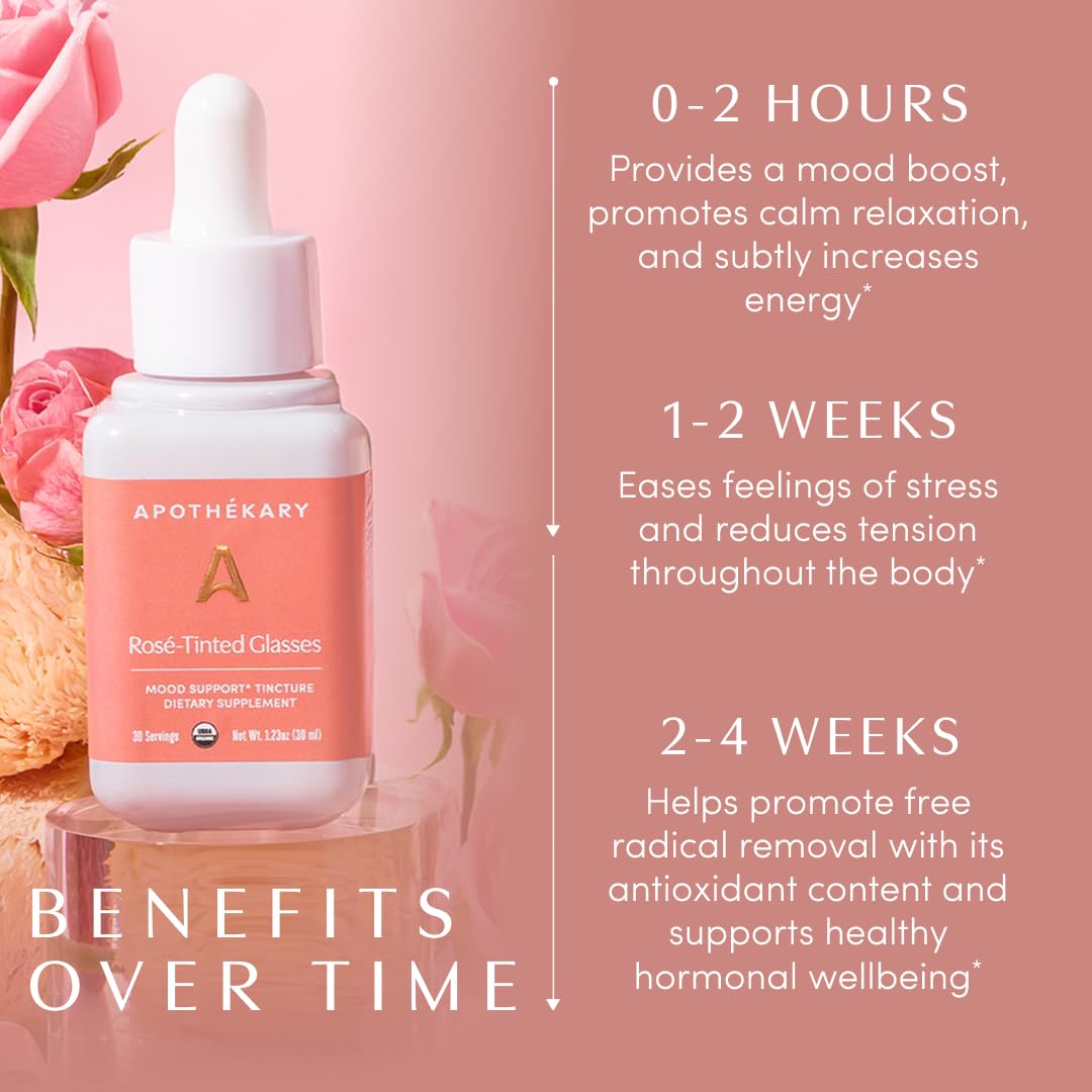Apothékary Rosé-Tinted Glasses - Alcohol-Free Mood & Focus Drops, 30 Servings