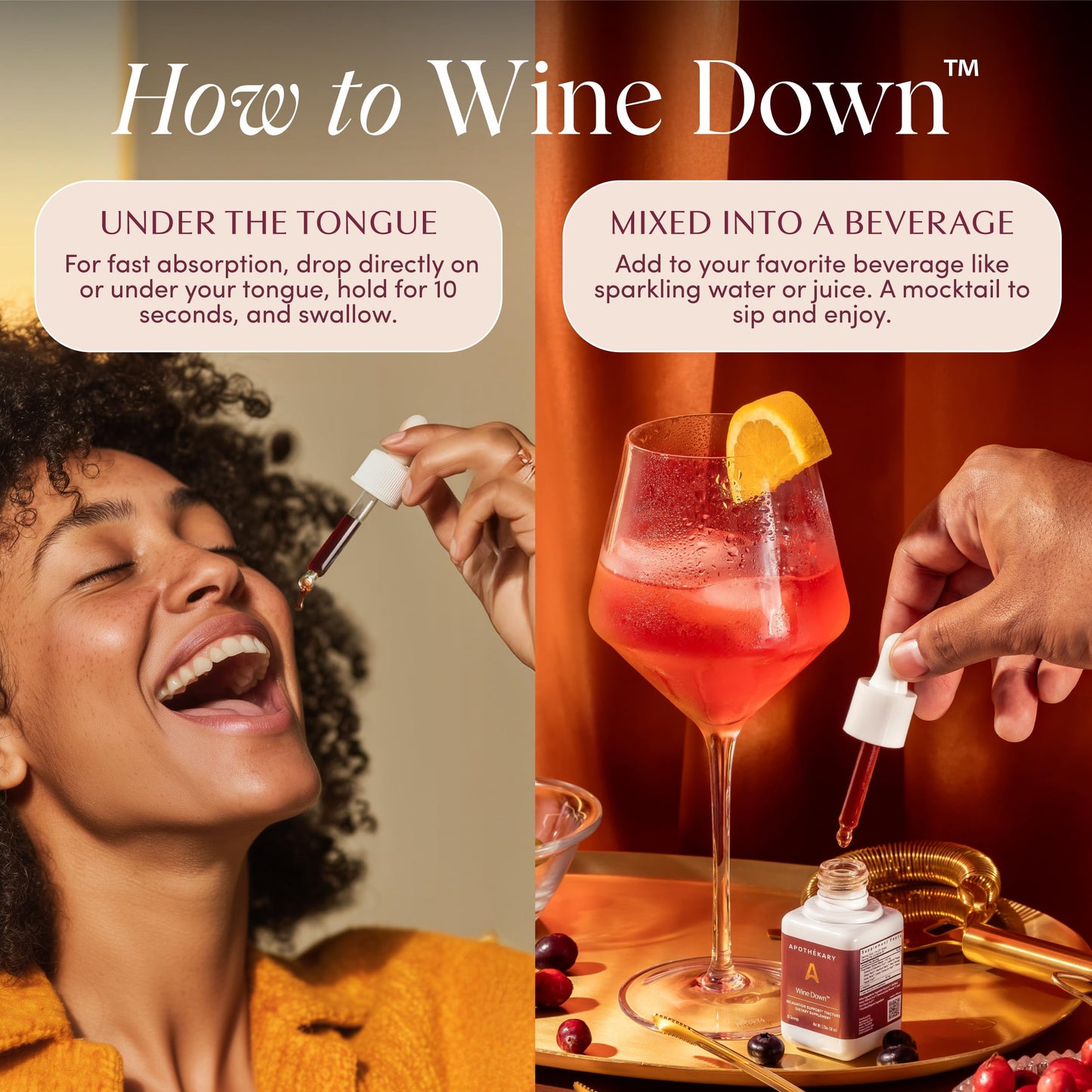 Apothékary Wine Down: Alcohol-Free Sleep Drops with Blue Vervain & Tart Cherry