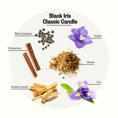 APOTHEKE Black Iris Oak Scented Candle – 10.5 oz Soy Wax, Non-Toxic, Large White Jar | Luxury Home Fragrance