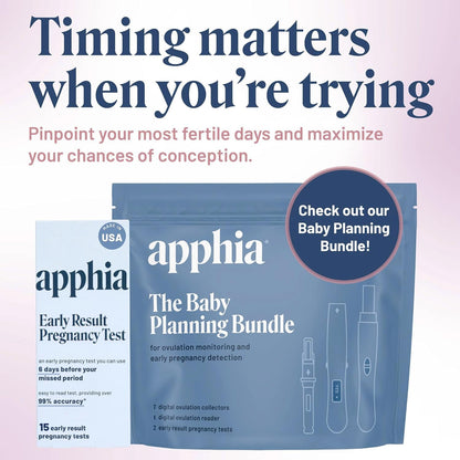 Apphia Early Detection Pregnancy Test – 6 Days Sooner, Midstream hCG Strips, 15 Tests, Made in USA