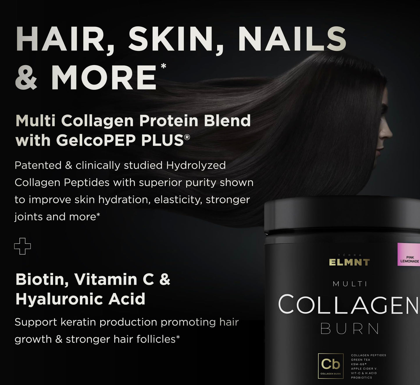 Super Collagen Burn Powder for Women – Pink Lemonade | Multi Collagen Peptides + Hyaluronic Acid