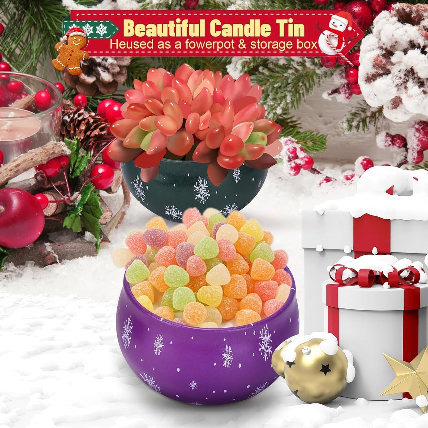 Christmas Scented Candles Gifts Set – 6 Pack, 2.5oz, Natural Soy Wax, Aromatherapy for Her