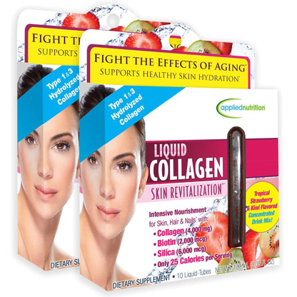 Applied Nutrition Liquid Collagen Skin Revitalization – 2x10 Tubes (Tropical Strawberry Kiwi)