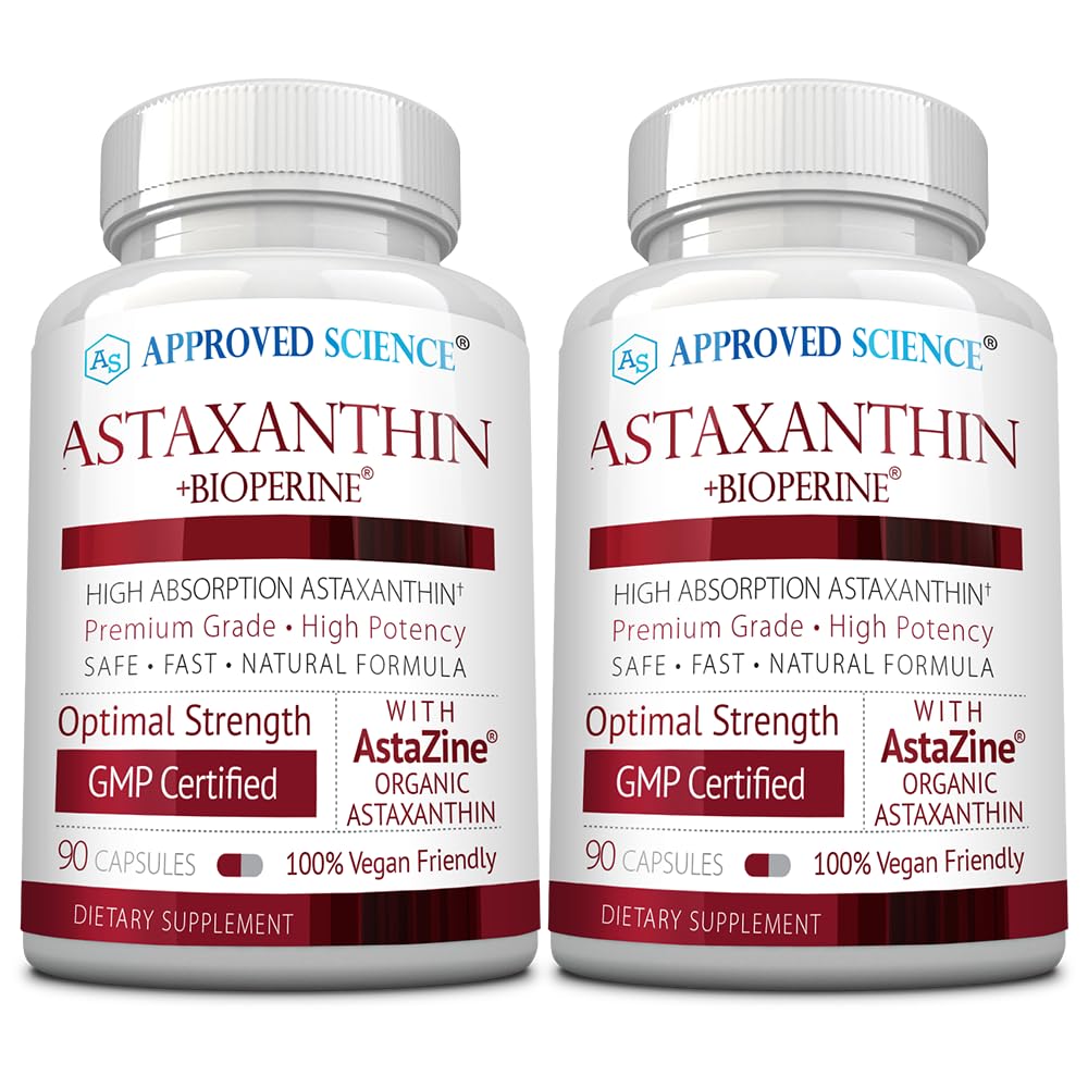 Approved Science Astaxanthin 12 mg - Extra Strength Antioxidant | 180 Vegan Capsules