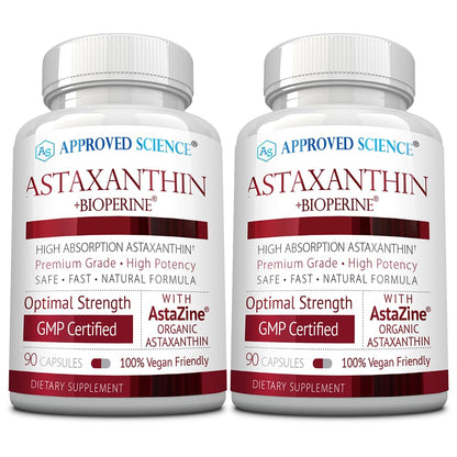 Approved Science Astaxanthin 12 mg - Extra Strength Antioxidant | 180 Vegan Capsules