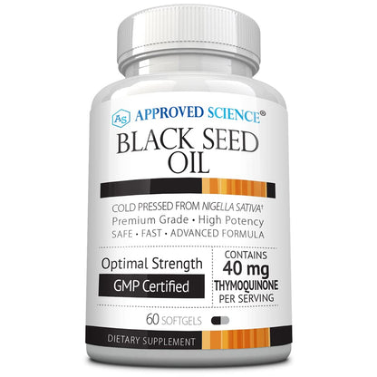 Approved Science Black Seed Oil – 2% Thymoquinone, Cold-Pressed Nigella Sativa, USA Made