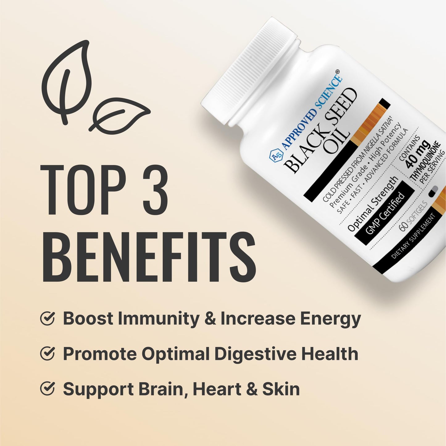 Approved Science Black Seed Oil – 2% Thymoquinone, Cold-Pressed Nigella Sativa, USA Made