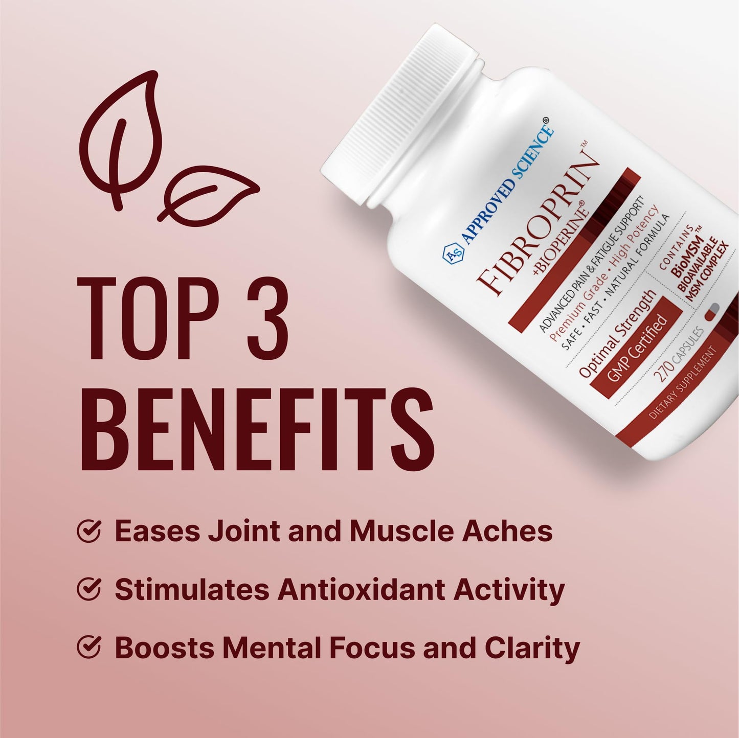 Approved Science Fibroprin - Ease Nerve & Muscle Aches, Improve Mobility, 270 Capsules, Made in USA