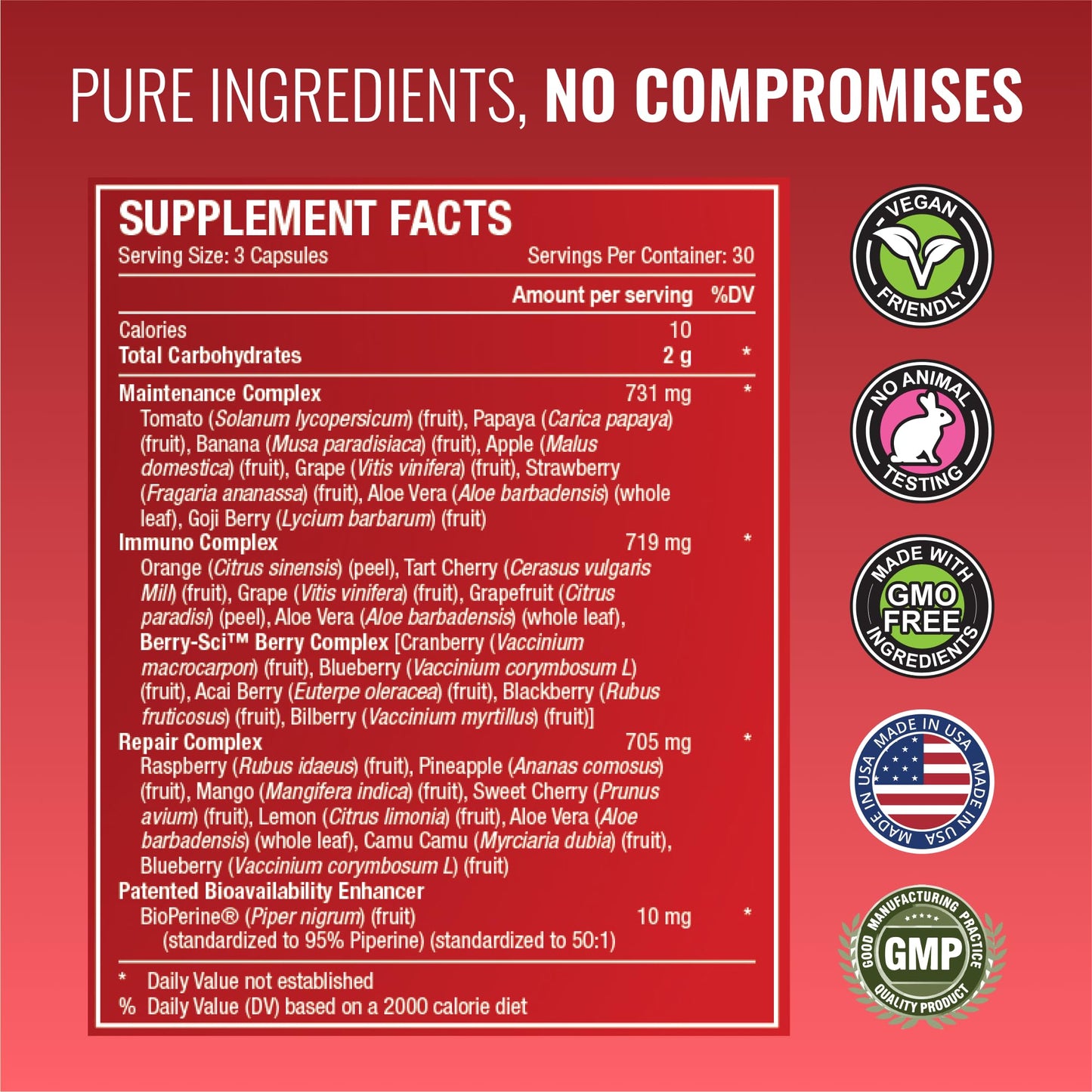 Approved Science Fruits & Veggies – 42 Fruits & Veggies Supplement, 180 Capsules (2-Month Supply)