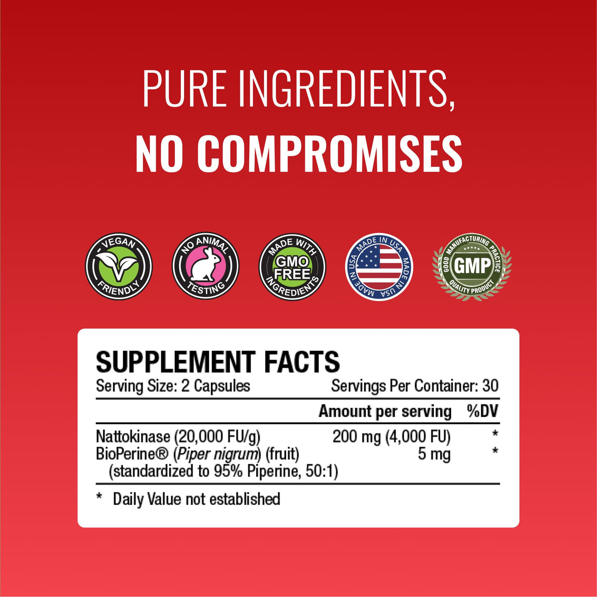Approved Science Nattokinase 4000 FU - 180 Vegan Capsules + BioPerine
