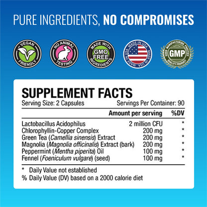 Approved Science Odorol - 180 Capsules | Fresh Breath & Odor Control