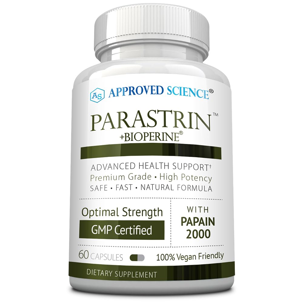Approved Science Parastrin – 60 Vegan Capsules with Black Walnut, Garlic, Papain 2000 & BioPerine
