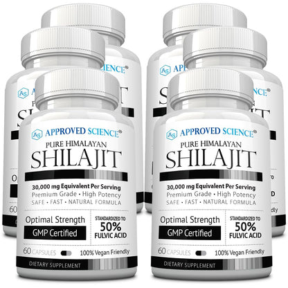 Approved Science Himalayan Shilajit: 50% Fulvic, 30:1 Extract, 360 Capsules