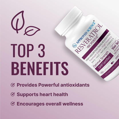 Approved Science Resveratrol - 1000 mg Trans-Resveratrol + Bioperine - 380 Vegan Capsules (2 Bottles)