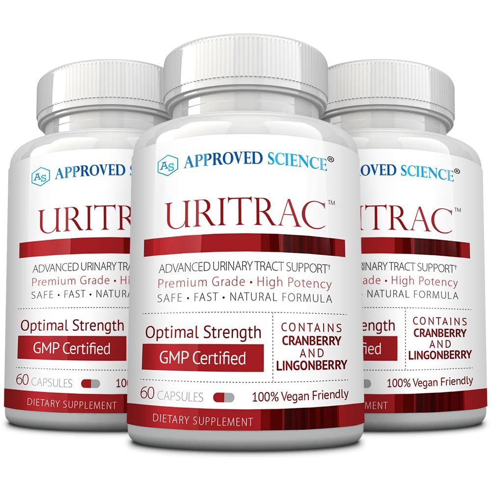 Uritrac UTI Support by Approved Science – Cranberry, D-Mannose, Lingonberry (Vegan) – 60 Capsules x3