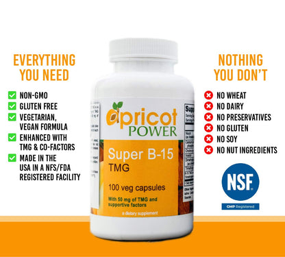 Apricot Power Super B-15 Pangamic Acid – Non-Toxic B-15, 100 Veg Caps