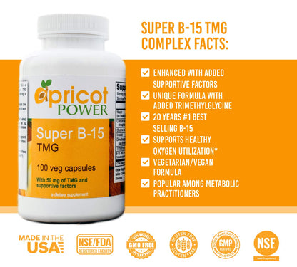 Apricot Power Super B-15 Pangamic Acid – Non-Toxic B-15, 100 Veg Caps