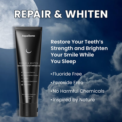 AquaSonic Complete Care Toothpaste – Day & Night System (Refresh & Protect Day, Repair & Whiten Night) Fluoride-Free, Whitening & Detoxifying