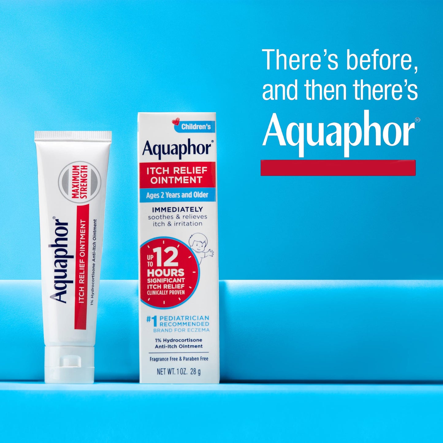 Aquaphor Children's Itch Relief Ointment 1% Hydrocortisone – Fragrance Free, 2 x 1 oz Tubes