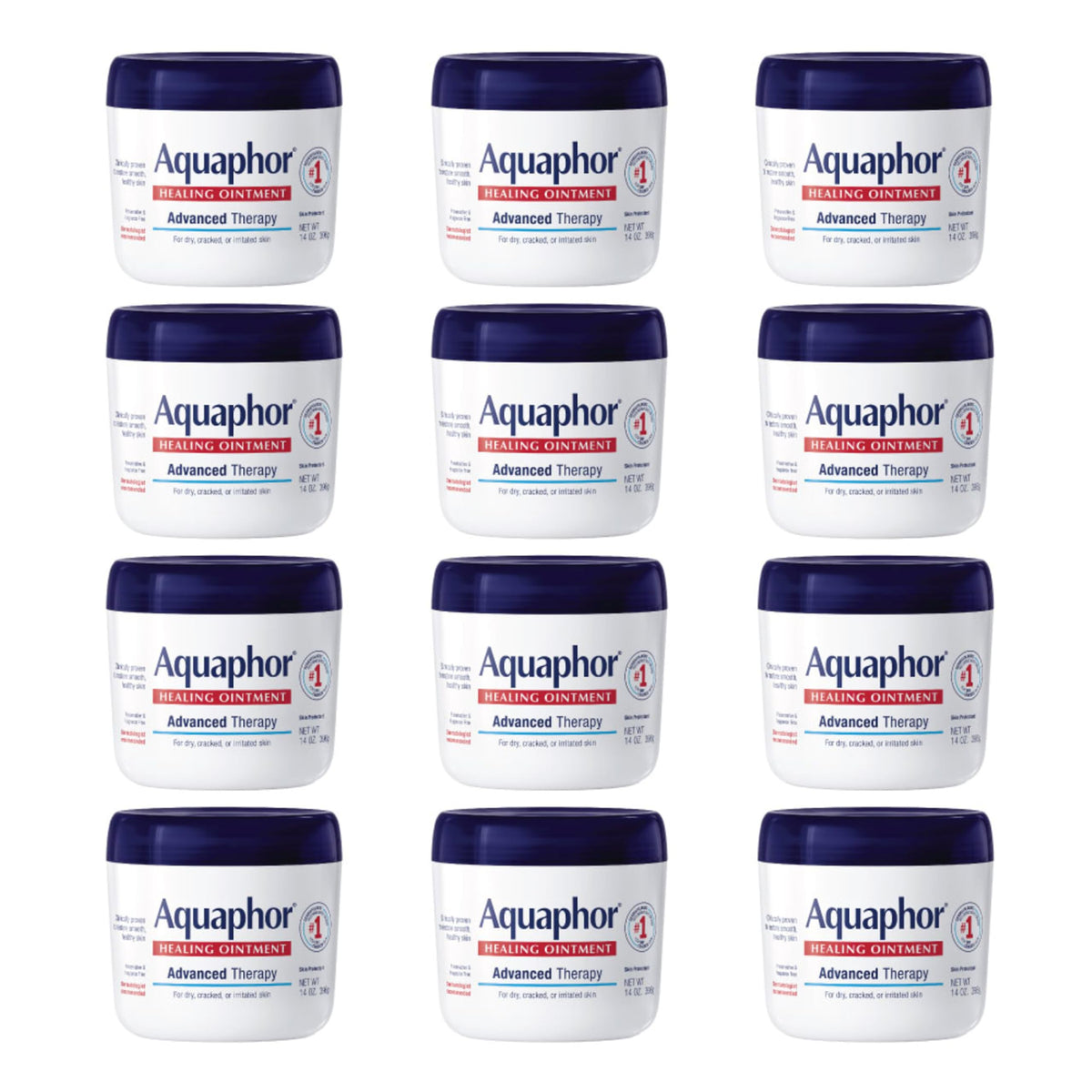 Aquaphor Healing Ointment: Advanced Therapy Skin Protectant, 14 oz Jar (Pack of 12)