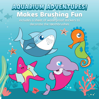 Aquasonic Kids Electric Toothbrush Set – Ages 3+ | Soft Bristles, Oscillating Brush Head, Built-in Battery | Aquarium Adventures
